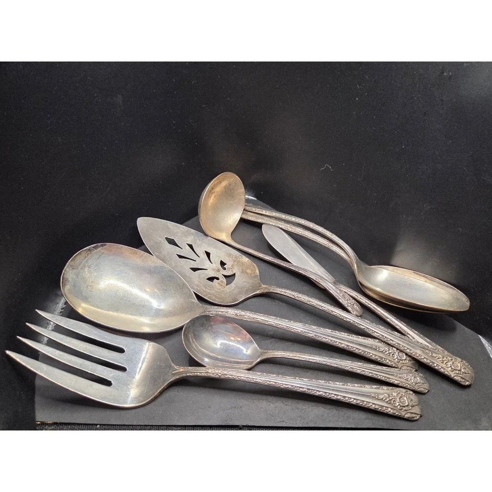 Int'l Silver Rogers Silverplate Serveware Set of 8 Elegance 1954 INSELEG see pic
